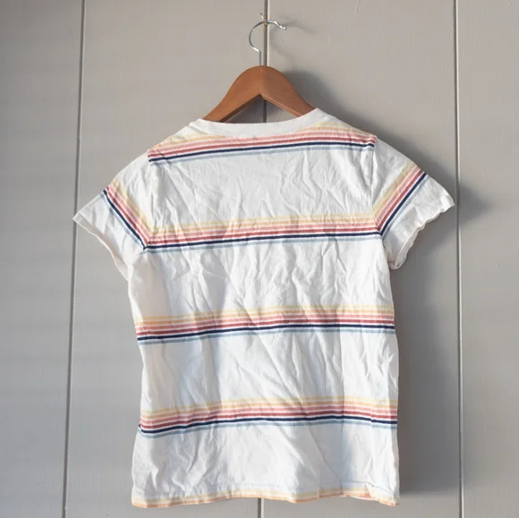 Madewell Northside Vintage Tee in Rainbow Stripe - Size XS - 100% Cotton - Picture 3 of 7